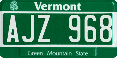 VT license plate AJZ968
