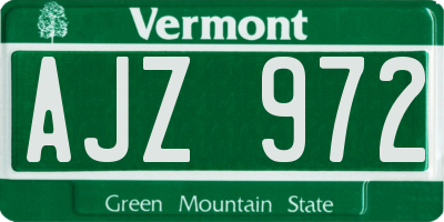 VT license plate AJZ972