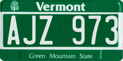 VT license plate AJZ973
