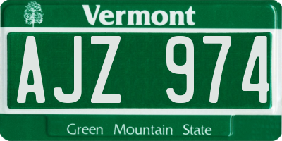 VT license plate AJZ974