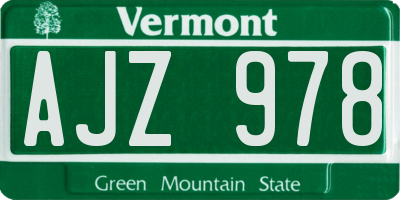 VT license plate AJZ978