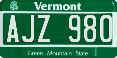 VT license plate AJZ980