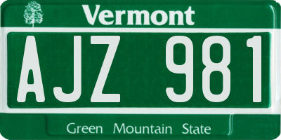 VT license plate AJZ981