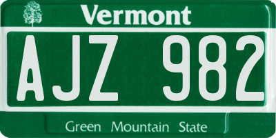 VT license plate AJZ982