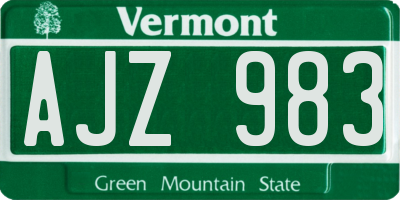 VT license plate AJZ983