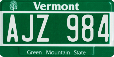 VT license plate AJZ984