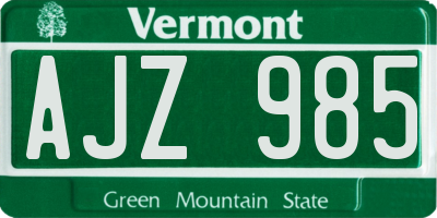 VT license plate AJZ985