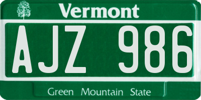 VT license plate AJZ986