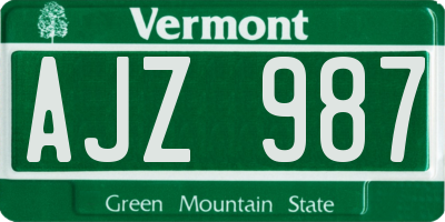 VT license plate AJZ987