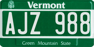 VT license plate AJZ988