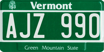 VT license plate AJZ990