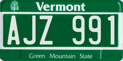 VT license plate AJZ991