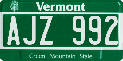 VT license plate AJZ992