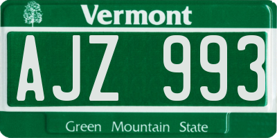 VT license plate AJZ993