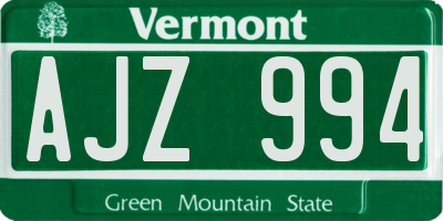 VT license plate AJZ994