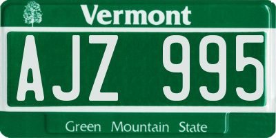 VT license plate AJZ995