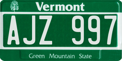 VT license plate AJZ997