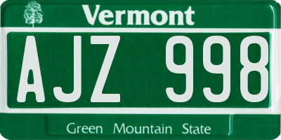 VT license plate AJZ998