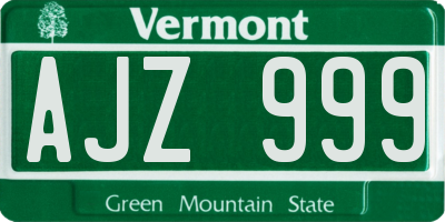 VT license plate AJZ999