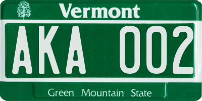 VT license plate AKA002