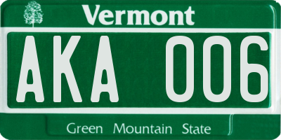 VT license plate AKA006