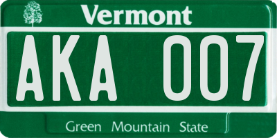 VT license plate AKA007