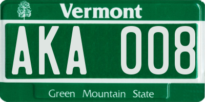 VT license plate AKA008