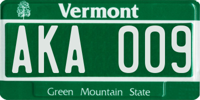 VT license plate AKA009