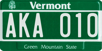 VT license plate AKA010