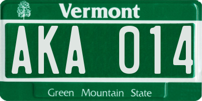 VT license plate AKA014