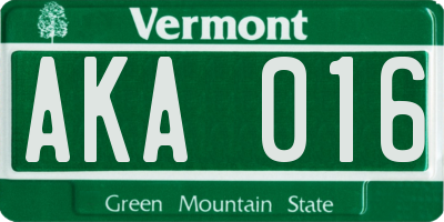 VT license plate AKA016