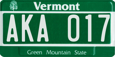 VT license plate AKA017