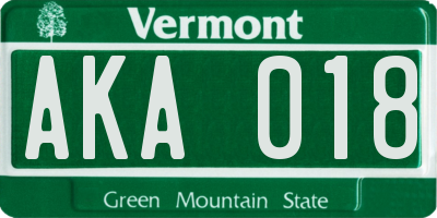VT license plate AKA018