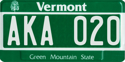 VT license plate AKA020
