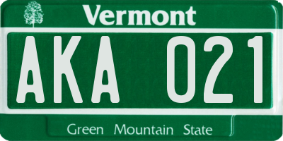 VT license plate AKA021