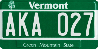 VT license plate AKA027