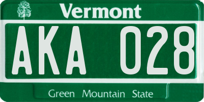 VT license plate AKA028