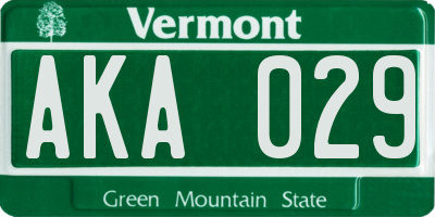 VT license plate AKA029