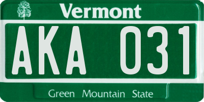 VT license plate AKA031