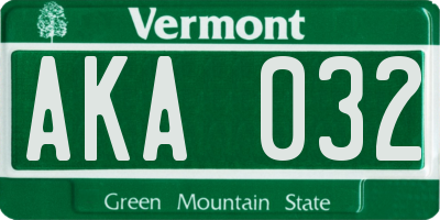 VT license plate AKA032