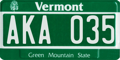 VT license plate AKA035