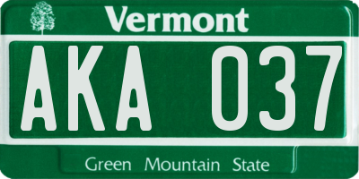 VT license plate AKA037