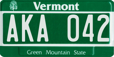 VT license plate AKA042