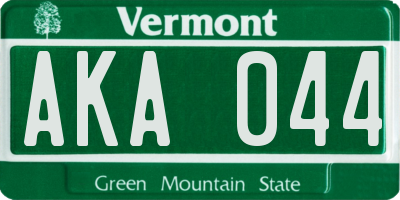 VT license plate AKA044
