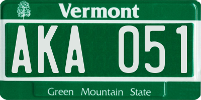 VT license plate AKA051