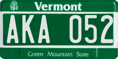 VT license plate AKA052