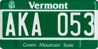 VT license plate AKA053