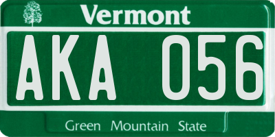 VT license plate AKA056