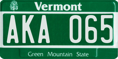 VT license plate AKA065