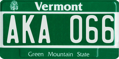 VT license plate AKA066